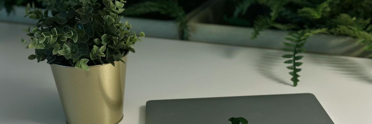 Panoramic view of a calm workspace and nature background